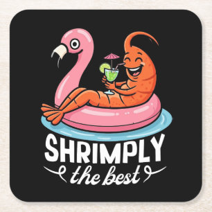 Funny Shrimp Beach Vacation Seafood Summer Pool Square Paper Coaster