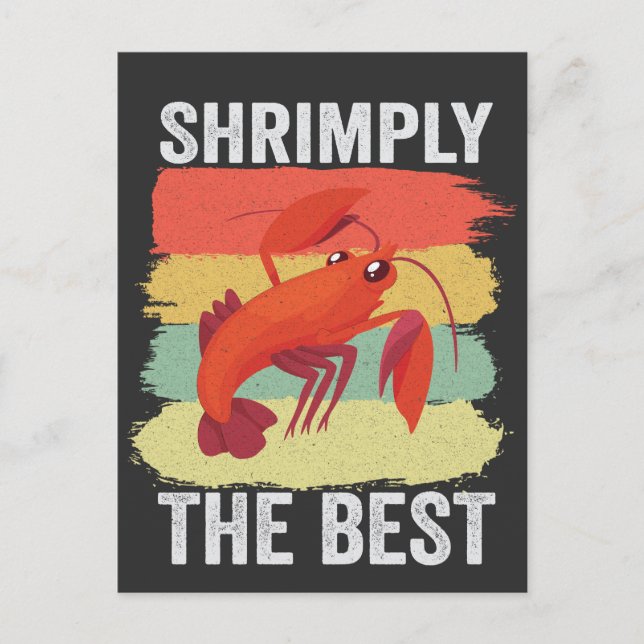 Funny Shrimp Shellfish Keep it Shrimple Fishing Invitation Postcard (Front)