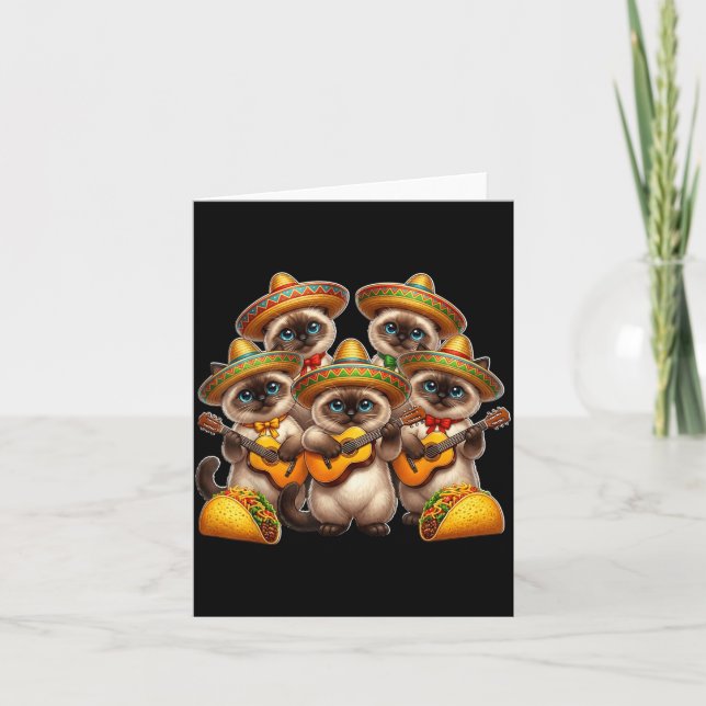Funny Siamese Cat Cinco De Mayo Cats Card (Front)