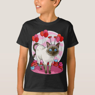 Funny Siamese Cat Heart Valentine Day Gift  T-Shirt