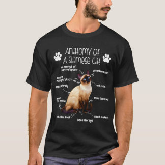 Funny Siamese Cat Lover Anatomy Of A Siamese Cat T-Shirt