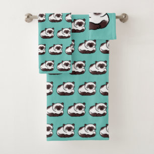 funny siamese cat pattern bath towel set