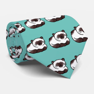 funny siamese cat pattern tie