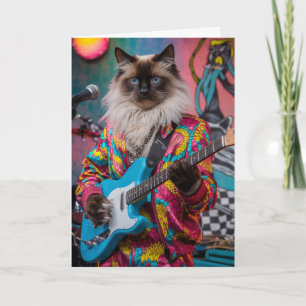 Funny Siamese Cat Rocker Card