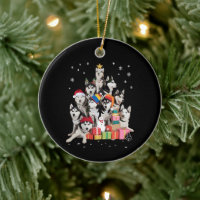 Funny Siberian Husky Christmas Tree Pet Dog Lover 