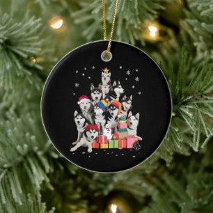 Funny Siberian Husky Christmas Tree Pet Dog Lover  Ceramic Ornament