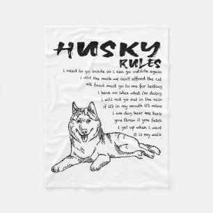 Funny Siberian Husky Dog Hand Drawn Art Men Women Fleece Blanket