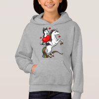 Funny Siberian Husky Dog Riding Unicorn