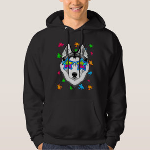 Funny Siberian Husky Puzzle Autism Awareness Dog Hoodie
