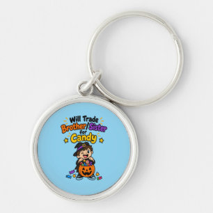 Funny Sibling Halloween Will Trade Brother Sister Keychain
