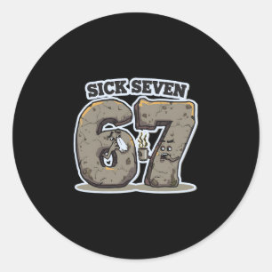 Funny Sick Seven 67 Meme Costume Sneezing Cold Flu Classic Round Sticker