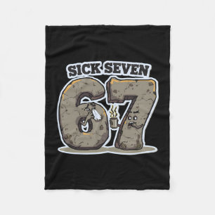 Funny Sick Seven 67 Meme Costume Sneezing Cold Flu Fleece Blanket