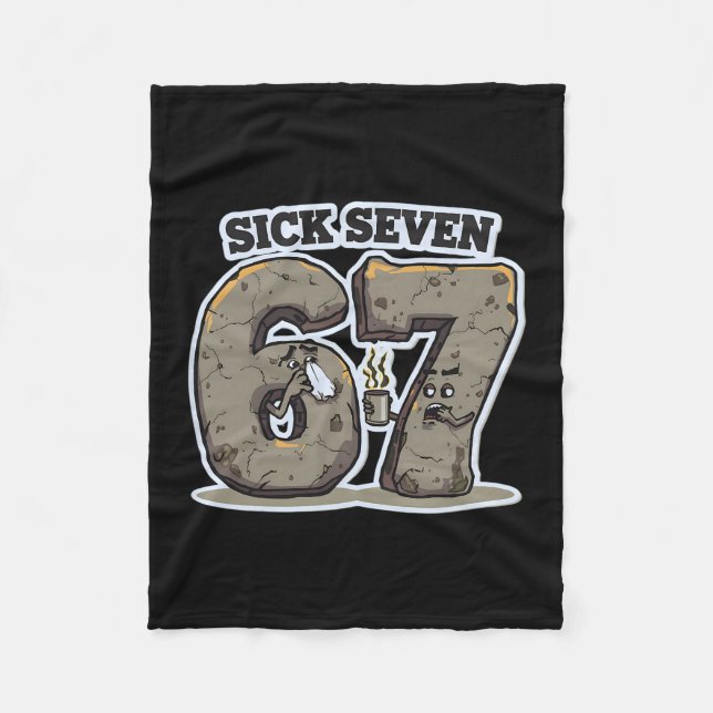 Funny Sick Seven 67 Meme Costume Sneezing Cold Flu Fleece Blanket (Front)