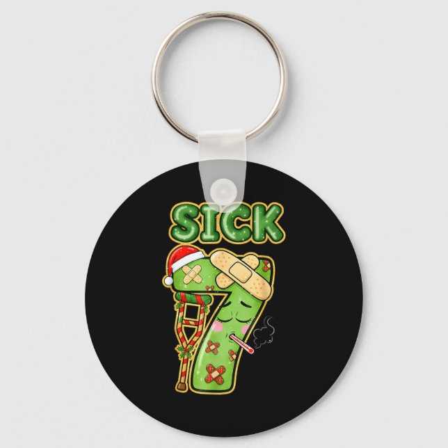 Funny Sick Seven Meme 67 Six Seven Santa Hat Chris Keychain (Front)