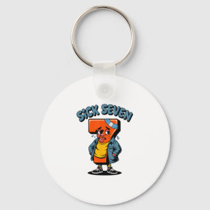 Funny Sick Seven Meme Six Seven Wordplay Halloween Keychain