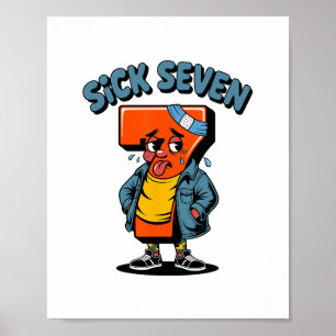 Funny Sick Seven Meme Six Seven Wordplay Halloween Poster