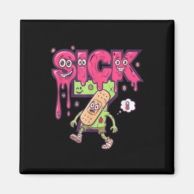 Funny Sick Seven Meme Tee Six Seven Fun Wordplay D Magnet (Front)