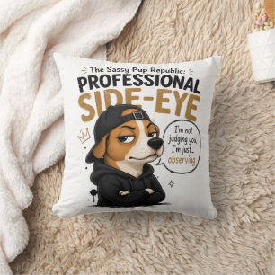 Funny Side-Eye Dog - "I'm Not Judging You" Throw Pillow