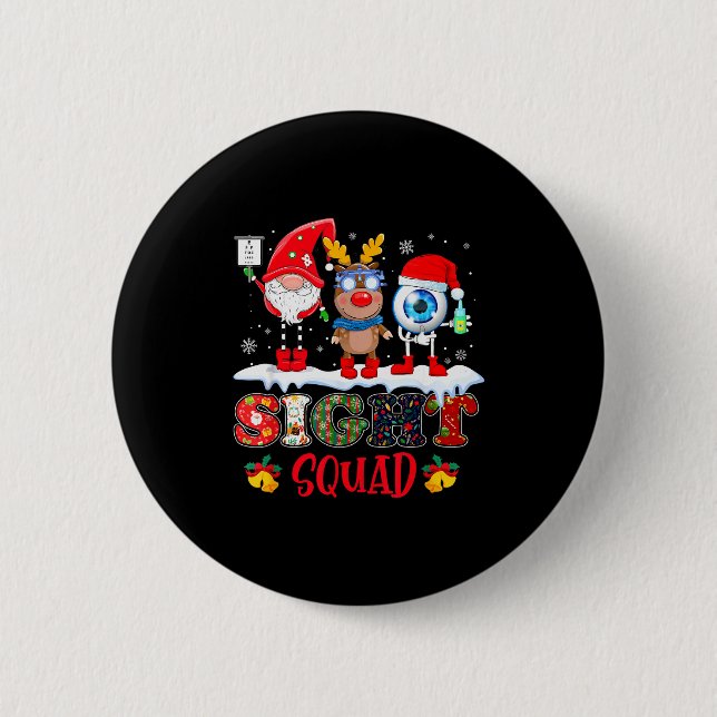 Funny Sight Squad Gnome Reindeer Santa Christmas O 2 Inch Round Button (Front)