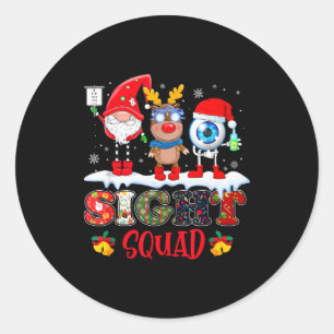 Funny Sight Squad Gnome Reindeer Santa Christmas O Classic Round Sticker