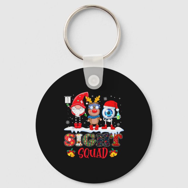 Funny Sight Squad Gnome Reindeer Santa Christmas O Keychain (Front)