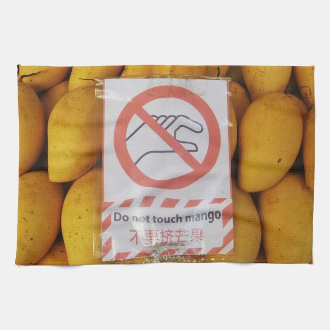 Funny Sign 'Do not touch mango' Kitchen Towel (Horizontal)