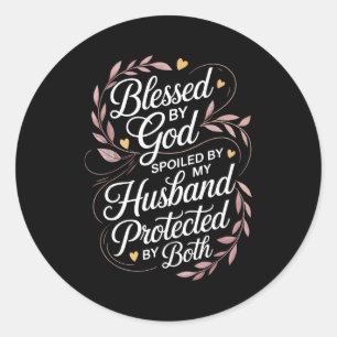 Funny Siled Wife Art For Women Girls Mpy Old Husba Classic Round Sticker