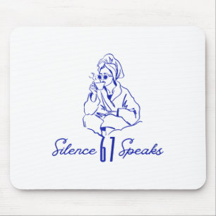 Funny Silence Speaks 67 Minimal Line Art Coffee Ca Mouse Pad