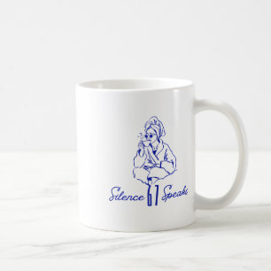 Funny Silence Speaks 67 Minimal Line Art Coffee Ca Mug