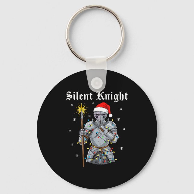 Funny Silent Santa Knight Medieval Christmas Warri Keychain (Front)