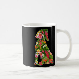 Funny Silhouette Of Beagle Dog Hawaiian Floral Sum Coffee Mug