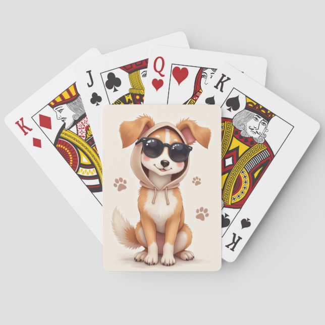 Funny Silken Windhound Kawaii Dog Playing Cards (Back)