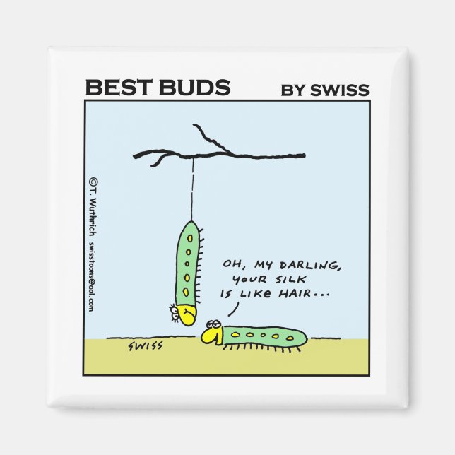 Funny Silkworm Caterpillars Cartoon Sweet Talker Magnet (Front)