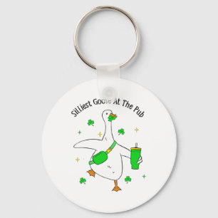 Funny Silliest Goose At The Pub Animal Goose St Pa Keychain