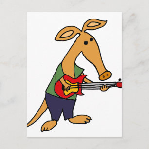 Funny Silly Aardvark Playing Electric Guitar Postcard