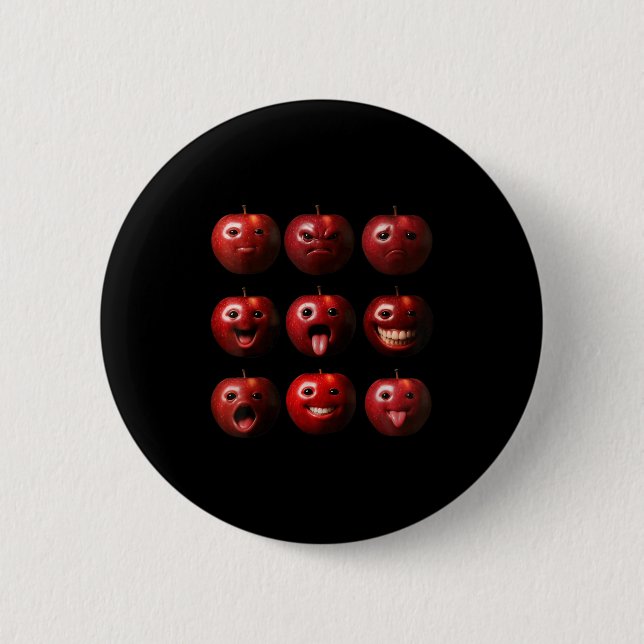 Funny Silly Ai Apple Gen Z Meme Brainrot Humour Fr 2 Inch Round Button (Front)