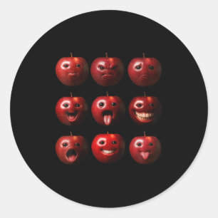 Funny Silly Ai Apple Gen Z Meme Brainrot Humour Fr Classic Round Sticker