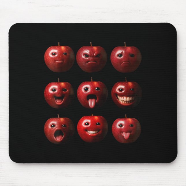 Funny Silly Ai Apple Gen Z Meme Brainrot Humour Fr Mouse Pad (Front)