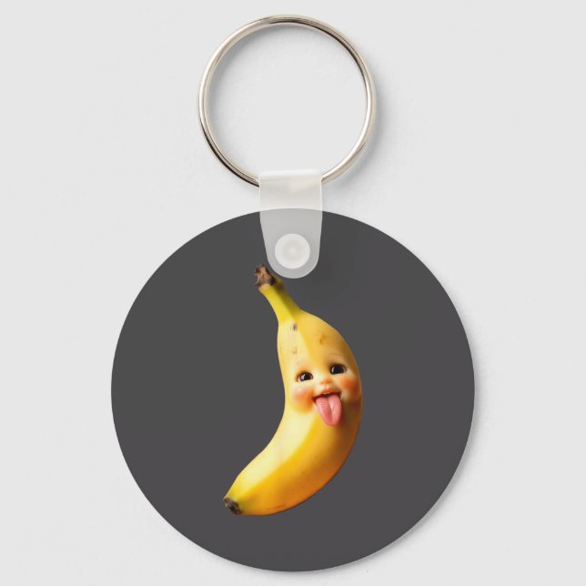 Funny Silly Ai Banana Gen Z Meme Brainrot Humor To Keychain (Front)
