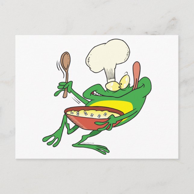 funny silly cooking chef frog cartoon postcard (Front)