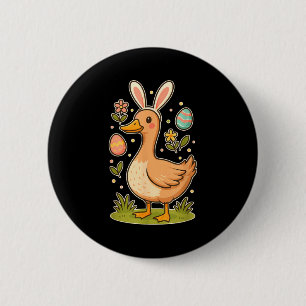 Funny Silly Goose Bunny Rabbit Eggs Happy Easter 2 Inch Round Button