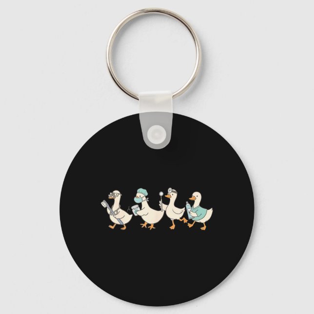 Funny Silly Goose Dental Tooth th Dentist istant Keychain (Front)