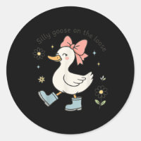 Funny Silly Goose On The Loose Cute Bow Rain Boots