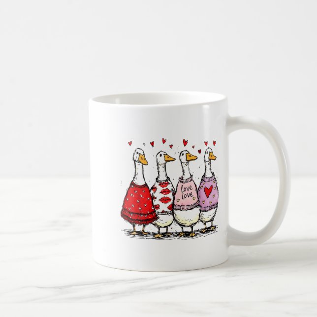 Funny Silly Goose Valentine Trendy Valentine's Day Coffee Mug (Right)