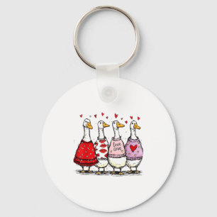 Funny Silly Goose Valentine Trendy Valentine's Day Keychain