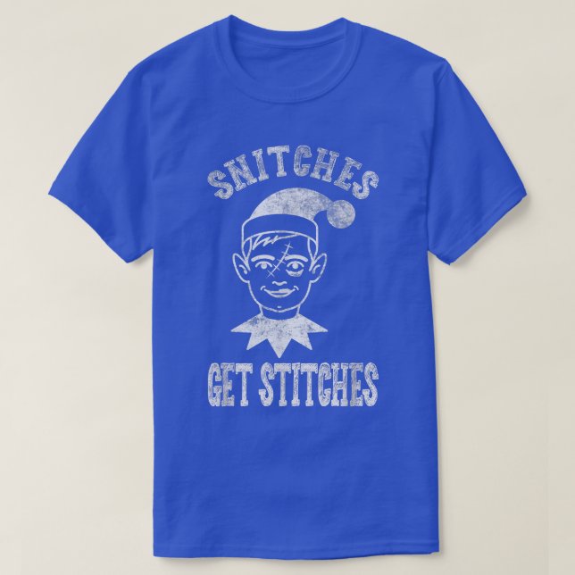 Funny Silly Kids Christmas Snitches Get Stitches K T-Shirt (Design Front)