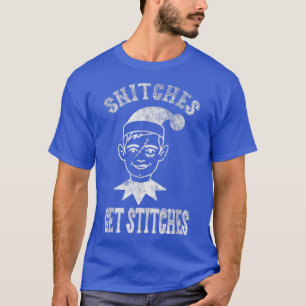 Funny Silly Kids Christmas Snitches Get Stitches K T-Shirt