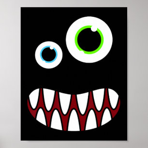 Funny Silly Monster Face Costume Birthday Party Ha Poster