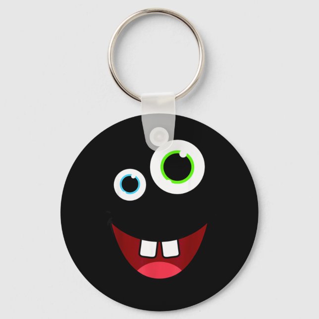 Funny Silly Monster Face Group Costume Birthday Keychain (Front)