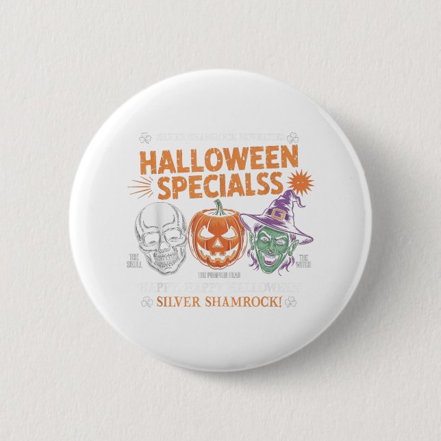 Funny Silver Shamrock Novelties Halloween Specials 2 Inch Round Button (Front)
